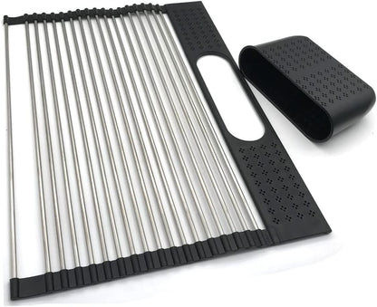 2 Pack Large Stainless Steel Roll Up Dish Drying Rack with Utensil Holder for Home Kitchen Tristar Online