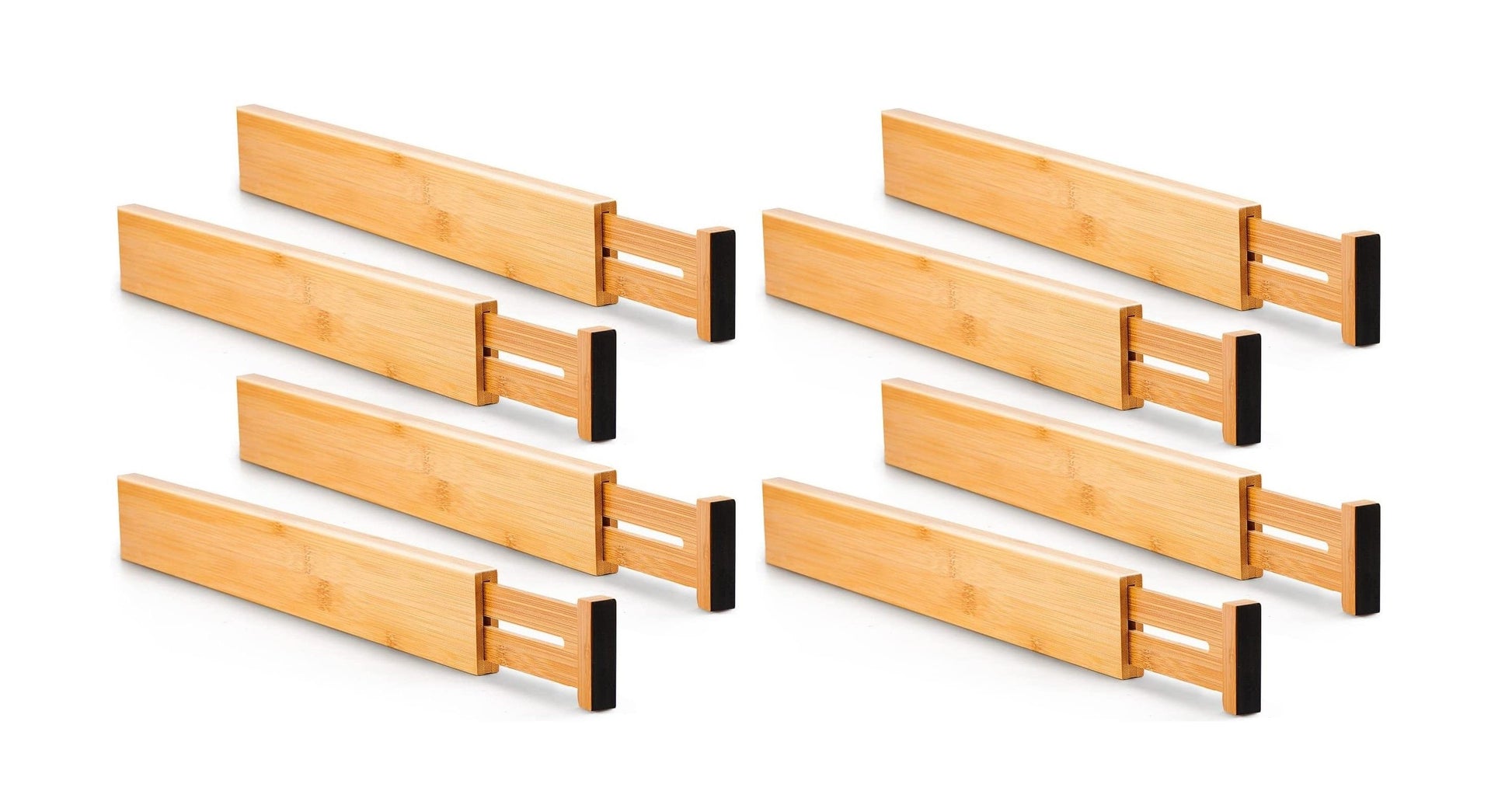 8 Pack Bamboo Adjustable Kitchen Drawer Dividers (Large, 44-55 cm) Tristar Online