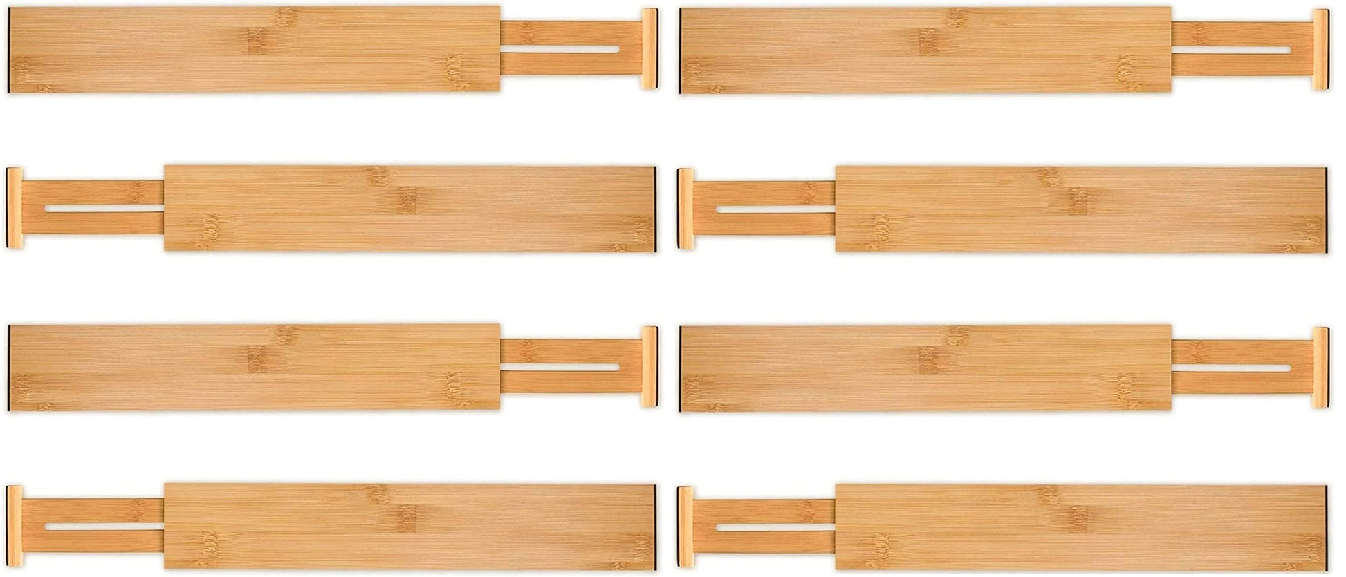8 Pack Bamboo Adjustable Kitchen Drawer Dividers (Large, 44-55 cm) Tristar Online
