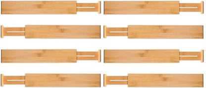 8 Pack Bamboo Adjustable Kitchen Drawer Dividers (Large, 44-55 cm) Tristar Online