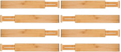 8 Pack Bamboo Adjustable Kitchen Drawer Dividers (Large, 44-55 cm) Tristar Online