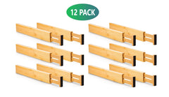 12 Pack Bamboo Adjustable Kitchen Drawer Dividers (Large, 44-55 cm) Tristar Online