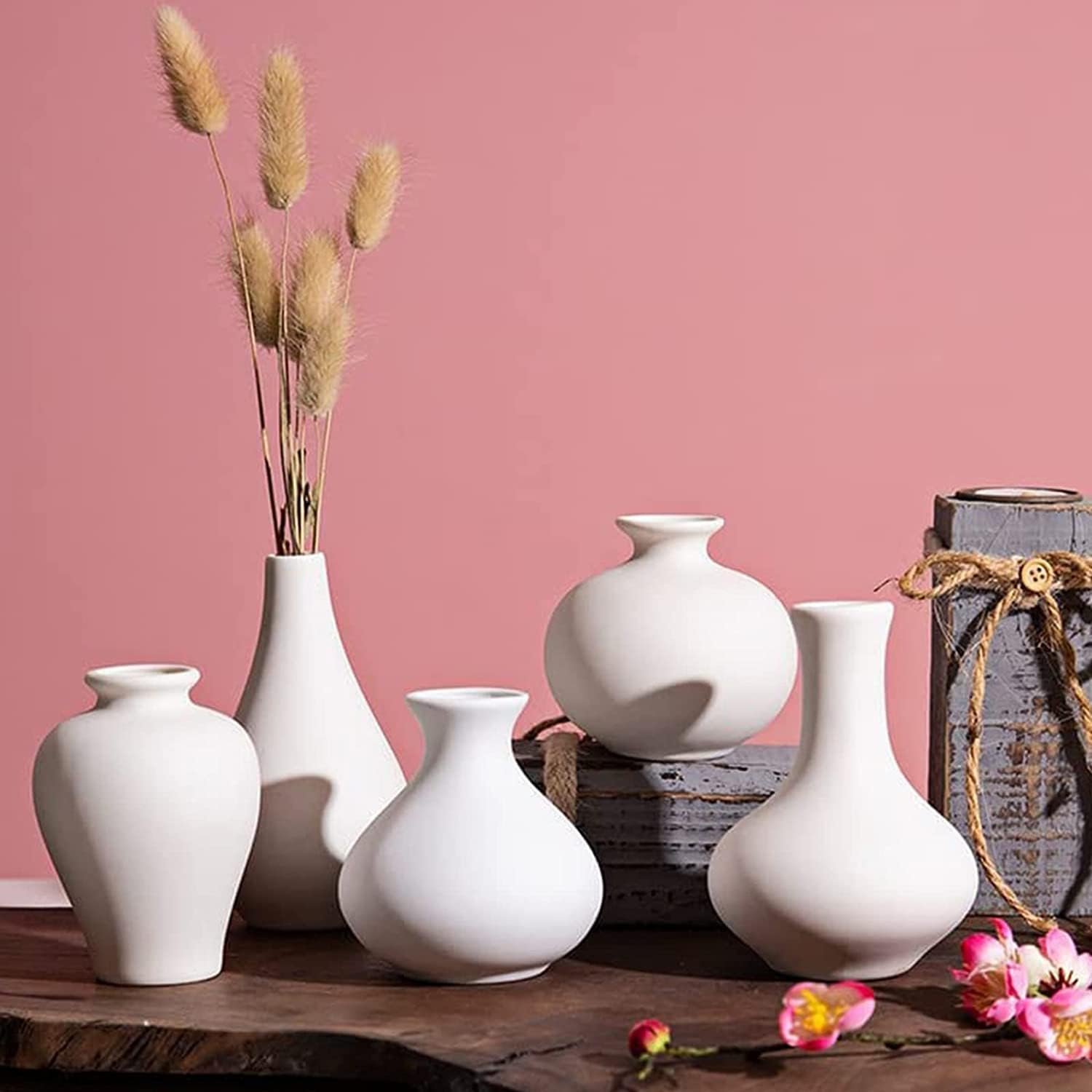 Ceramic Set of 5 White Vases for Home D�cor Tristar Online