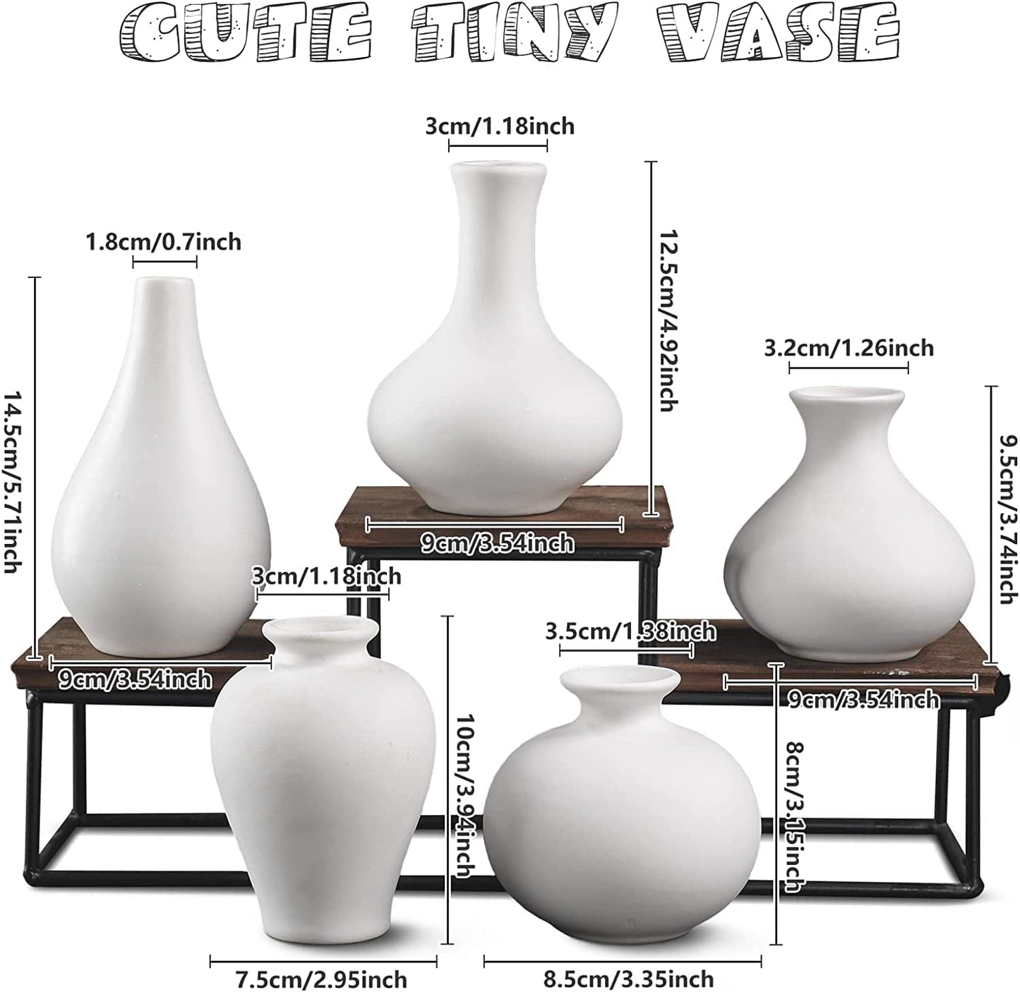 Ceramic Set of 5 White Vases for Home D�cor Tristar Online