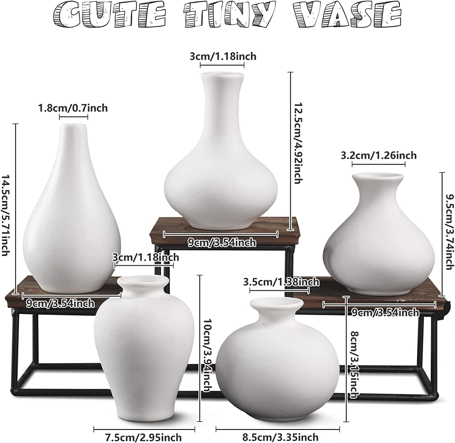 Ceramic Set of 5 White Vases for Home D�cor Tristar Online