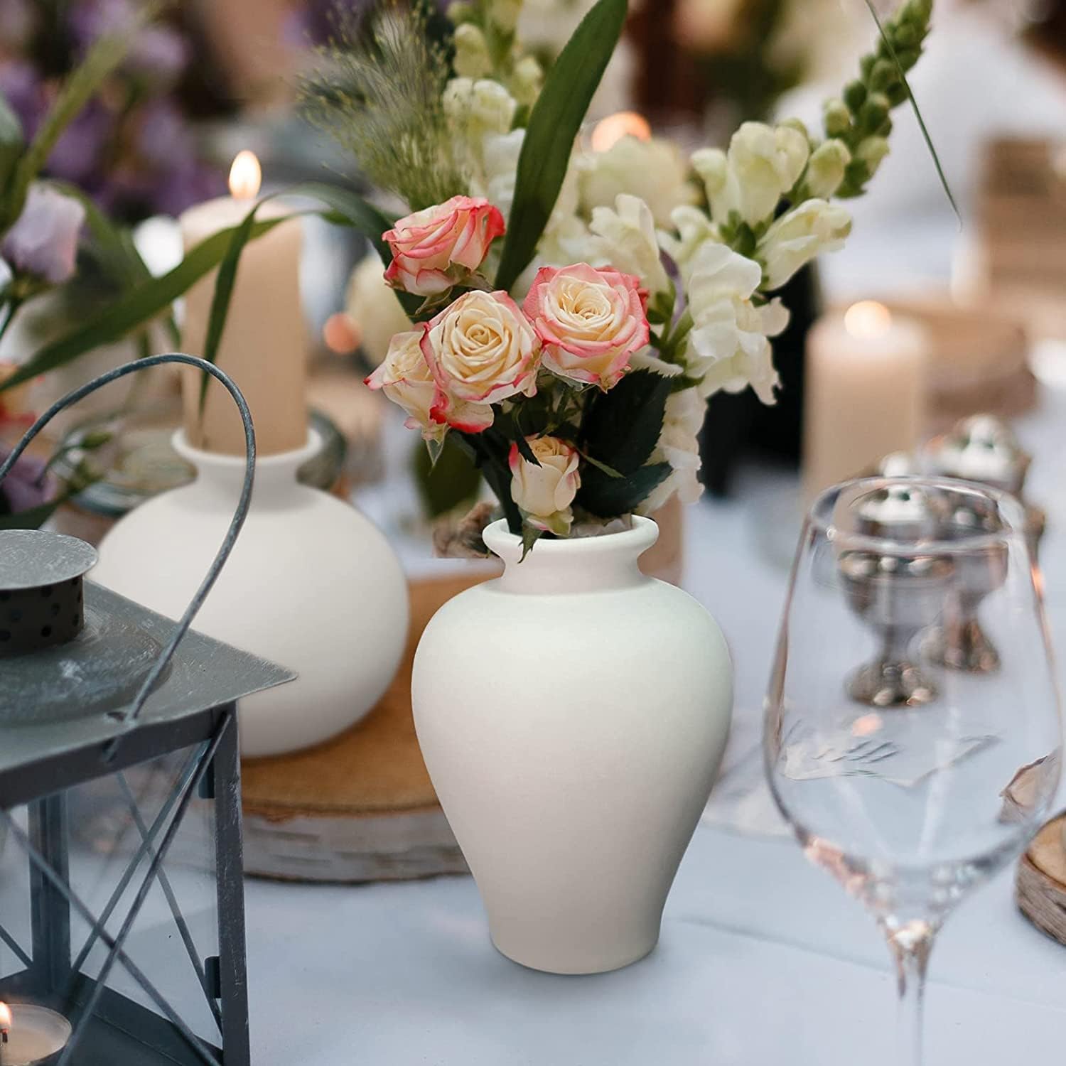 Ceramic Set of 5 White Vases for Home D�cor Tristar Online