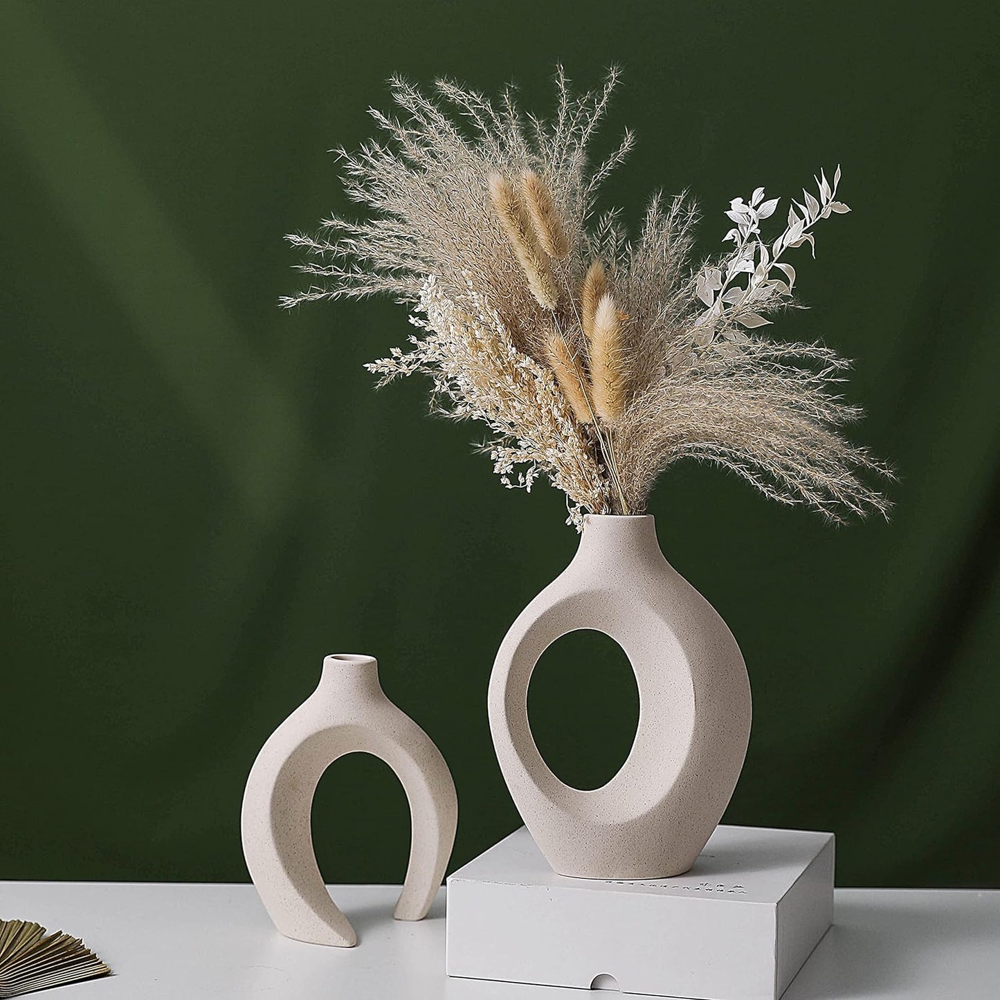 Ceramic Set of 2 Creative White Vases for Home Decor Tristar Online