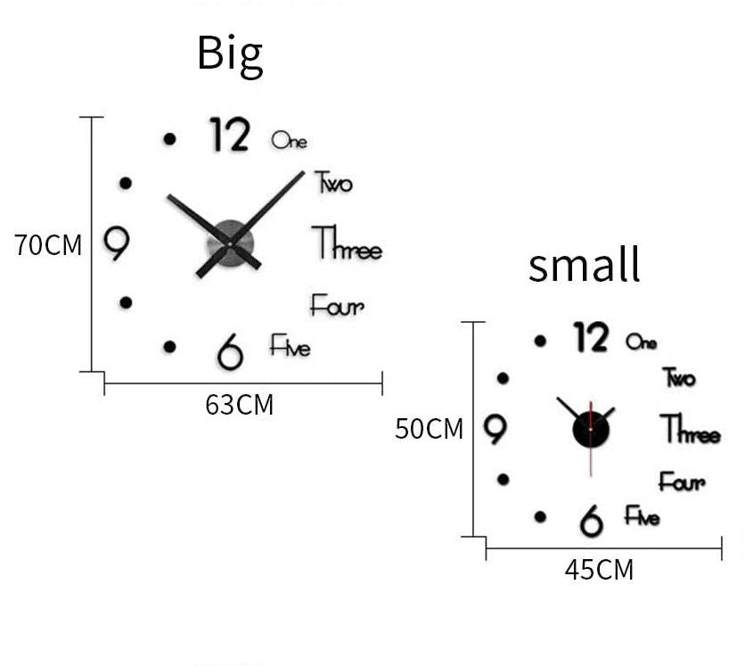 DIY Wall Clock Modern Frameless Large 3D Wall Watch Giant Roman Numerals for Home Living Room and Bedroom (Small) Tristar Online