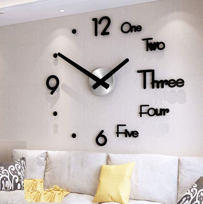 DIY Wall Clock Modern Frameless Large 3D Wall Watch Giant Roman Numerals for Home Living Room and Bedroom (Small) Tristar Online