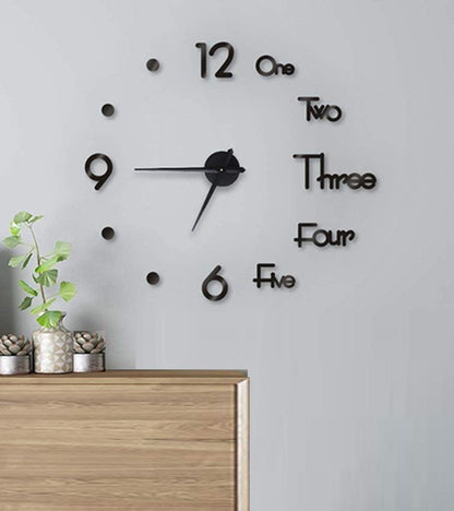 DIY Wall Clock Modern Frameless Large 3D Wall Watch Giant Roman Numerals for Home Living Room and Bedroom (Small) Tristar Online