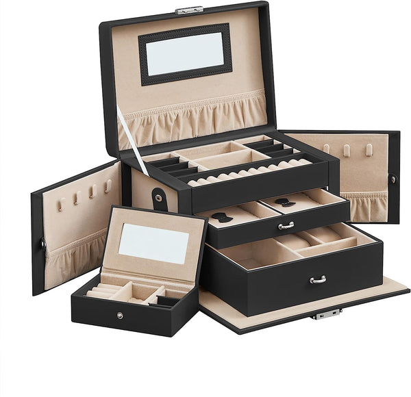 Jewelry Box 3 Layers Organizer Lockable Storage Tristar Online