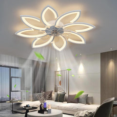 Modern Ceiling Light Fan, Low Profile, 6 Wind Speed, 3 Color (90cm, White) Tristar Online