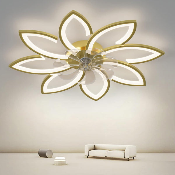 Modern Ceiling Light Fan, Low Profile, 6 Wind Speed, 3 Color (90cm, Gold) Tristar Online