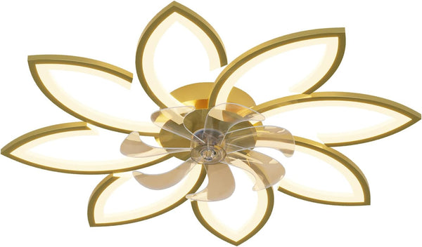 Modern Ceiling Light Fan, Low Profile, 6 Wind Speed, 3 Color (90cm, Gold) Tristar Online