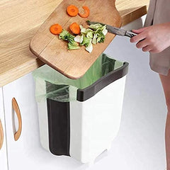 Hanging Trash Can Collapsible Small Garbage Waste Bin for Kitchen Cabinet Door (White) Tristar Online