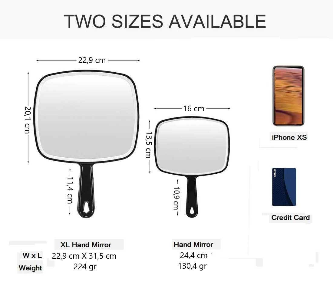 Extra Large Black Handheld Mirror with Handle (31,5 x 23 cm) Tristar Online