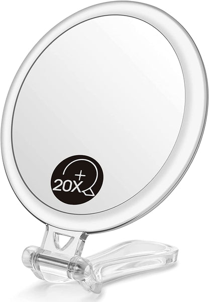 Double-Sided 1X/20X Magnifying Foldable Makeup Mirror for Handheld, Table and Travel Usage Tristar Online