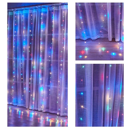 300 LEDs Window Curtain Fairy Lights 8 Modes and Remote Control for Bedroom (Multicolor, 300 x 300cm) Tristar Online