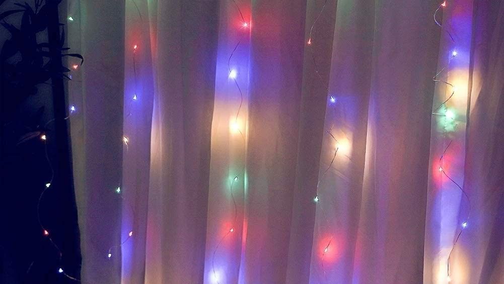 300 LEDs Window Curtain Fairy Lights 8 Modes and Remote Control for Bedroom (Multicolor, 300 x 300cm) Tristar Online