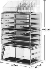 Makeup Cosmetic Organizer Storage with 12 Drawers Display Boxes (Clear) Tristar Online