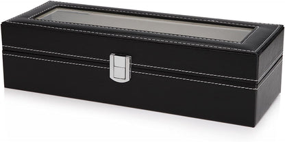 Black PU Leather Watch Organizer Display Storage Box Cases for Men & Women (6 slots) Tristar Online