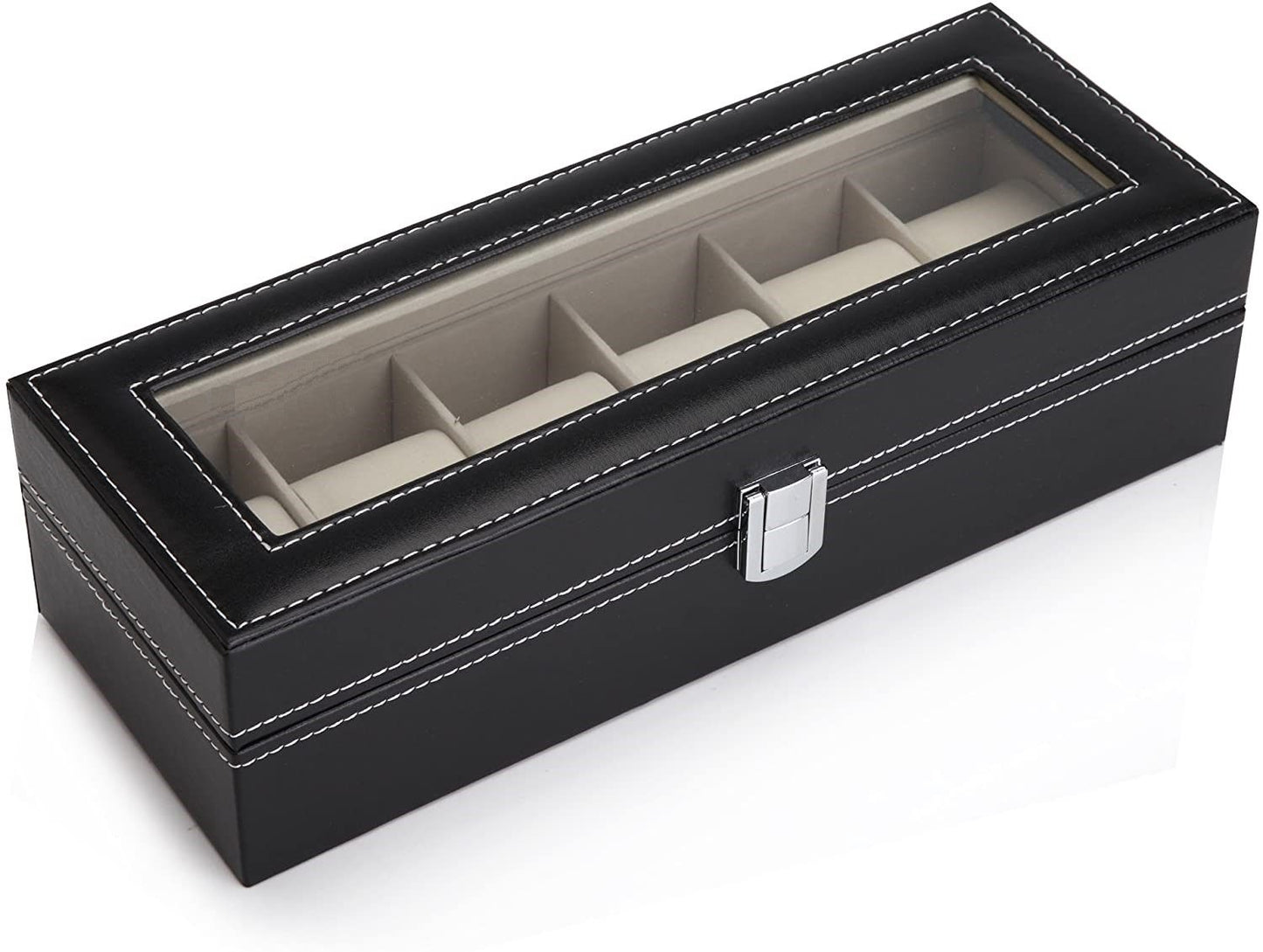 Black PU Leather Watch Organizer Display Storage Box Cases for Men & Women (6 slots) Tristar Online