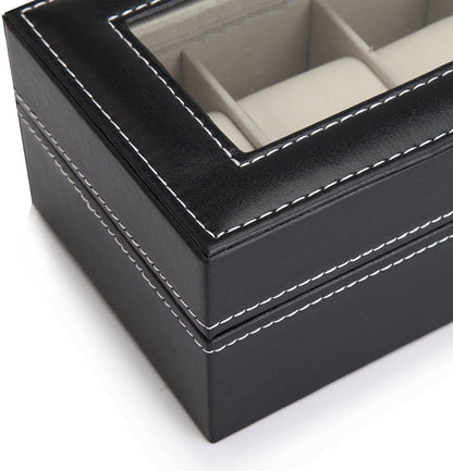 Black PU Leather Watch Organizer Display Storage Box Cases for Men & Women (6 slots) Tristar Online