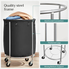 Steel Frame Laundry Basket Wheels, Black Tristar Online