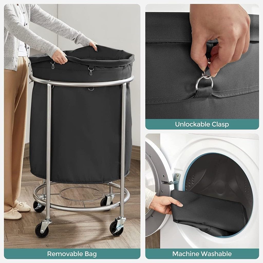 Steel Frame Laundry Basket Wheels, Black Tristar Online
