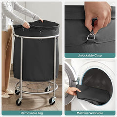 Steel Frame Laundry Basket Wheels, Black Tristar Online