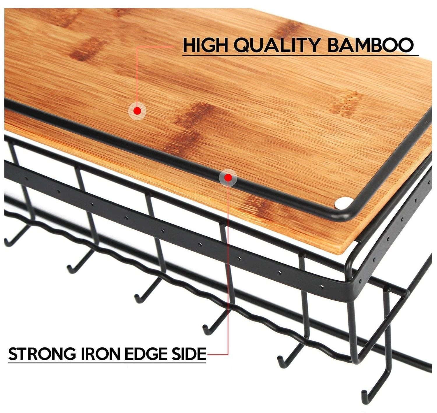 Wall Mount Hanging Jewelry Organizer with 9 Hooks (Black Metal) Tristar Online