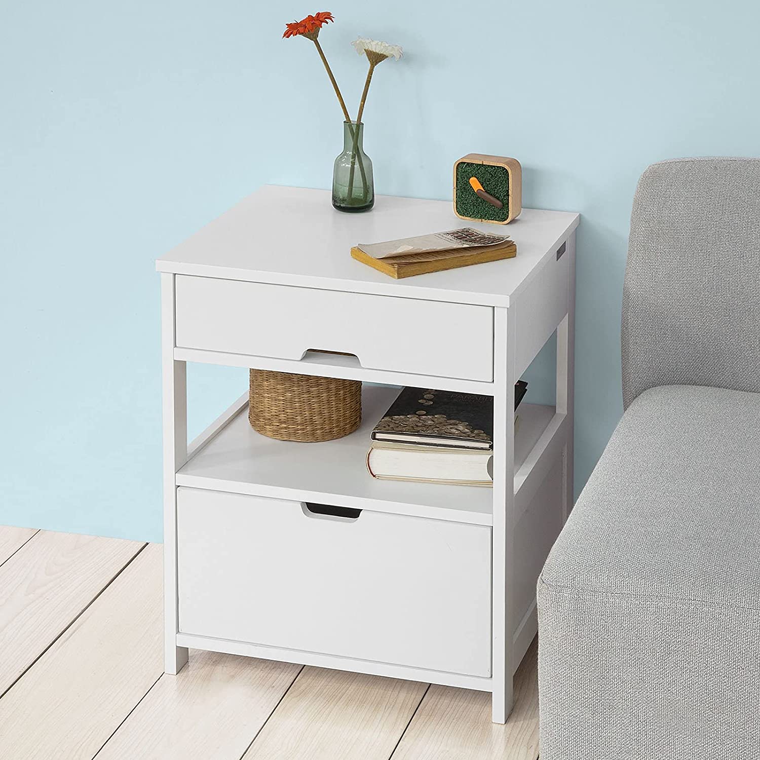 CARLA HOME White Bedside Table with 2 Drawers Tristar Online