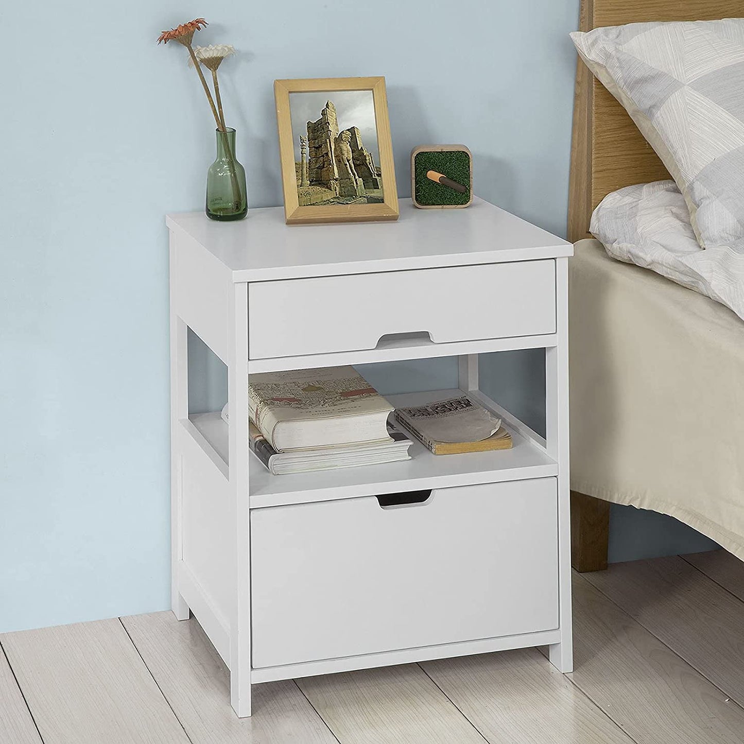 CARLA HOME White Bedside Table with 2 Drawers Tristar Online