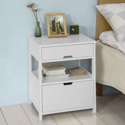 CARLA HOME White Bedside Table with 2 Drawers Tristar Online