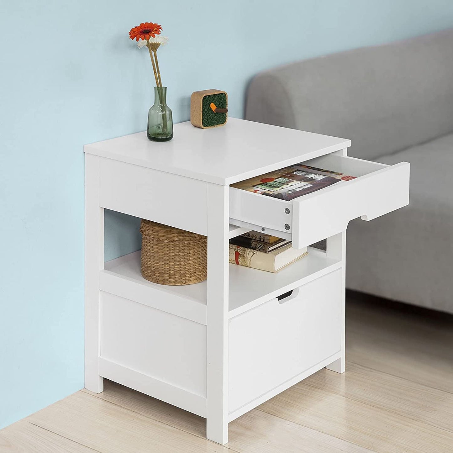 CARLA HOME White Bedside Table with 2 Drawers Tristar Online