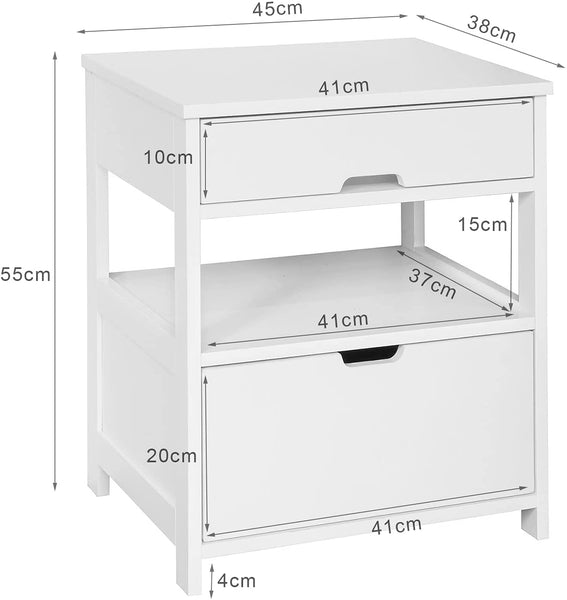 CARLA HOME White Bedside Table with 2 Drawers Tristar Online