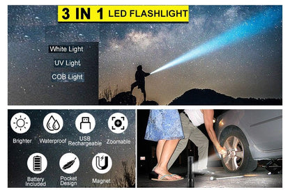 7 Modes Waterproof Rechargeable UV Light Flashlight Torch for Camping Tristar Online