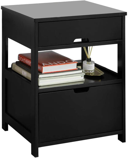 CARLA HOME Black Bedside Table with 2 Drawers Tristar Online