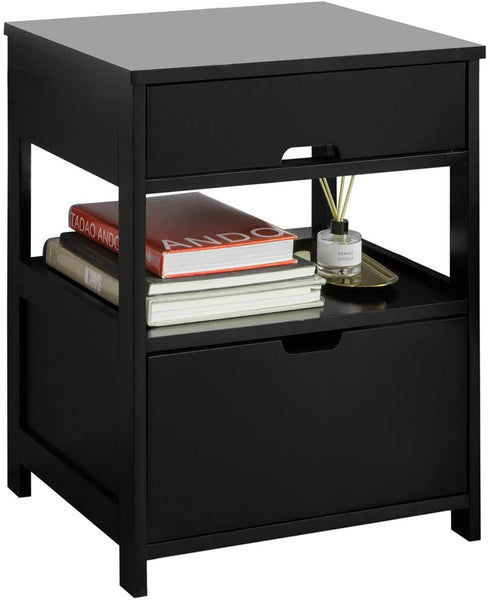 CARLA HOME Black Bedside Table with 2 Drawers Tristar Online