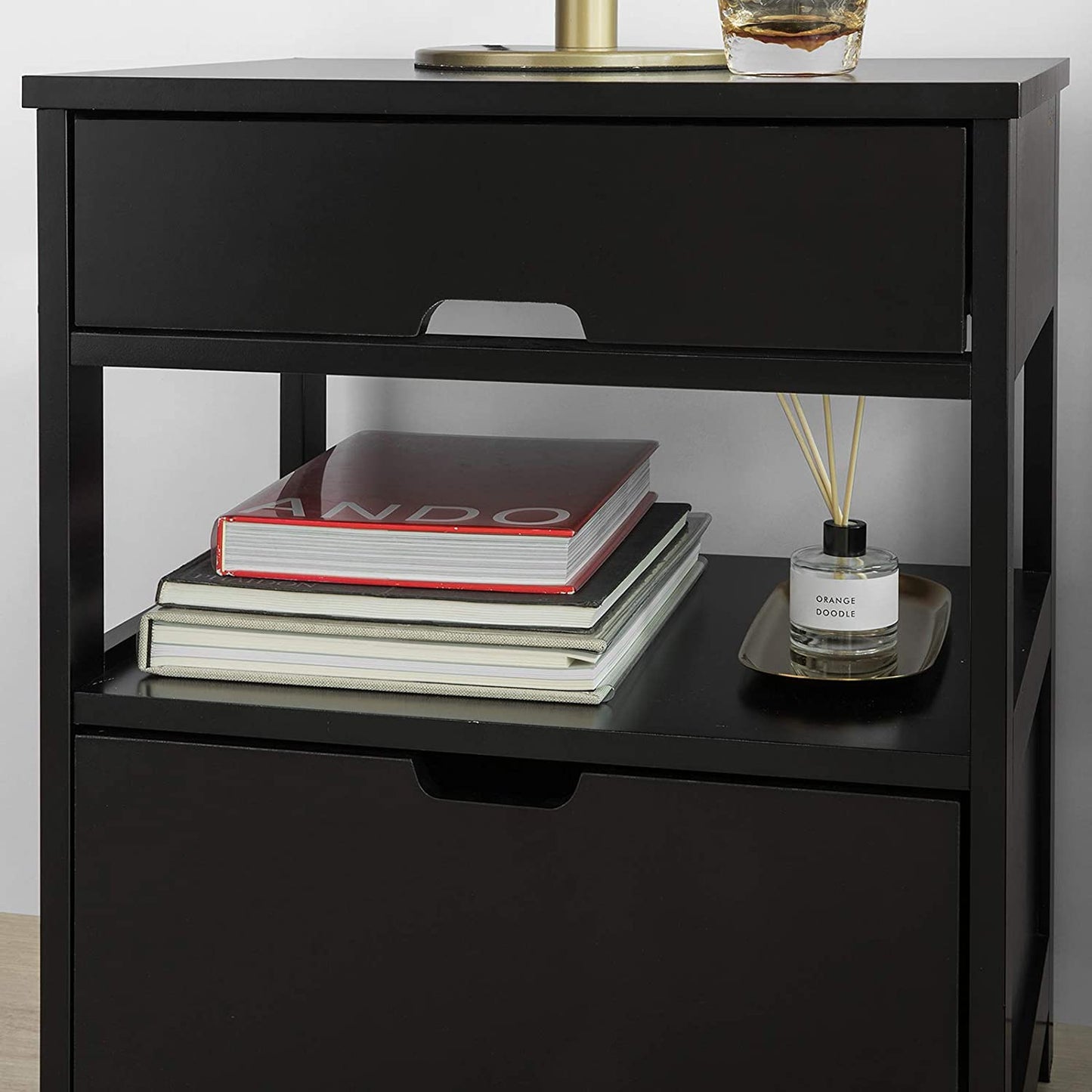 CARLA HOME Black Bedside Table with 2 Drawers Tristar Online