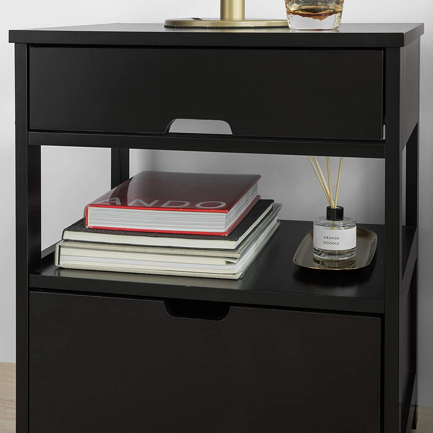 CARLA HOME Black Bedside Table with 2 Drawers Tristar Online
