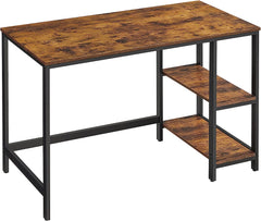 Computer Desk 2 Shelves Rustic, Brown Black Tristar Online