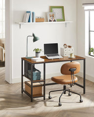 Computer Desk 2 Shelves Rustic, Brown Black Tristar Online