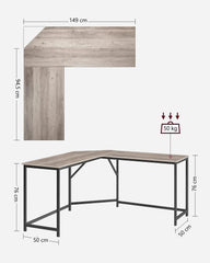 L-Shaped Computer Corner Desk Home Office Tristar Online