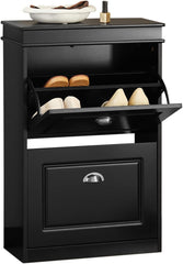 Shoe Cabinet 2 Drawers Storage Cupboard Black Tristar Online