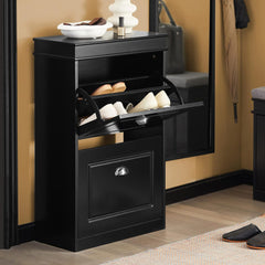 Shoe Cabinet 2 Drawers Storage Cupboard Black Tristar Online