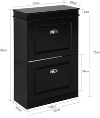 Shoe Cabinet 2 Drawers Storage Cupboard Black Tristar Online