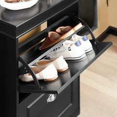 Shoe Cabinet 2 Drawers Storage Cupboard Black Tristar Online