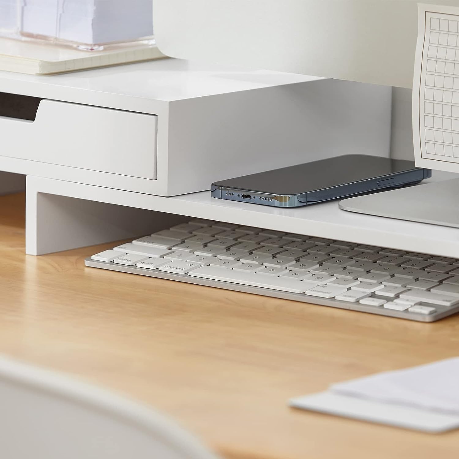 White Monitor Stand with Drawers Tristar Online