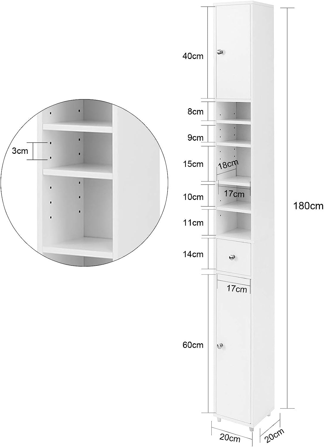 White Tall Bathroom Cabinet High Storage Tristar Online